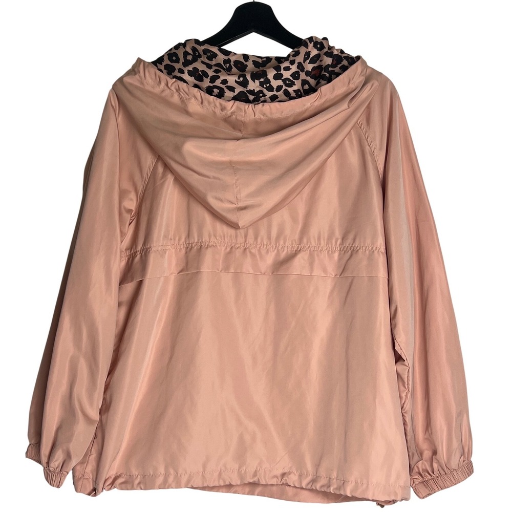 Mainstrip Womens Pink Leopard Print Hooded Anorak Windbreaker Jacket Small - Picture 3 of 8